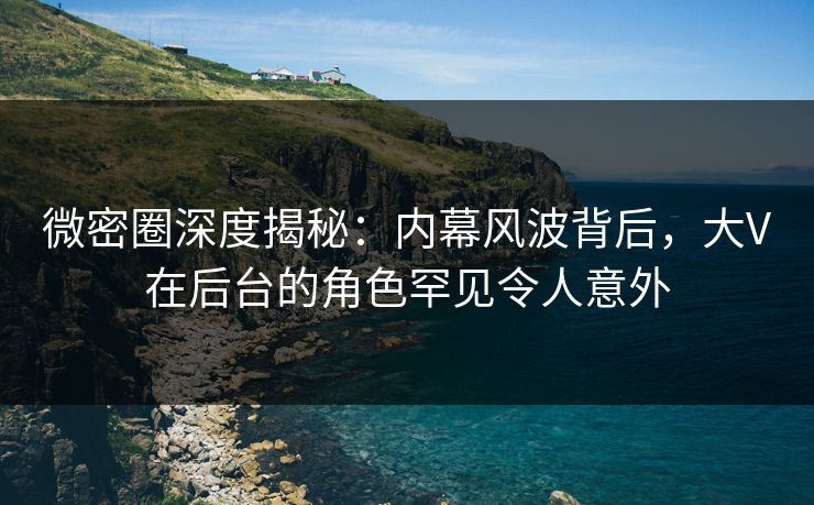 微密圈深度揭秘：内幕风波背后，大V在后台的角色罕见令人意外