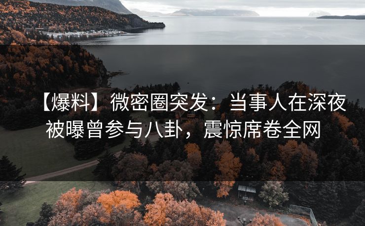 【爆料】微密圈突发：当事人在深夜被曝曾参与八卦，震惊席卷全网