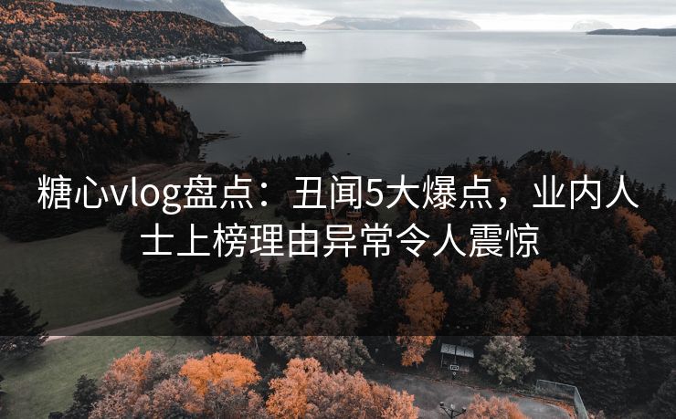 糖心vlog盘点：丑闻5大爆点，业内人士上榜理由异常令人震惊